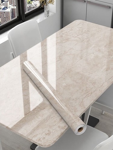 Beige marble effect - beige, gloss